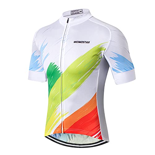 weimostar Manga corta Ciclismo Jersey Hombres Cremallera Completa Bicicleta Camisa Correr Top Bicicletas Ropa, 350, 3XL