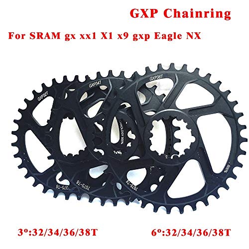 WEIYKUN Piñón MTB GXP Bicicletas Chainring Estrecho Ancho de Bicicletas de montaña Chainwheel 32T 34T 36T 38T for SRAM GXP XX1 X9 X01 XO Bielas Engranaje Impulsor (Color : Offset 3mm 38T)