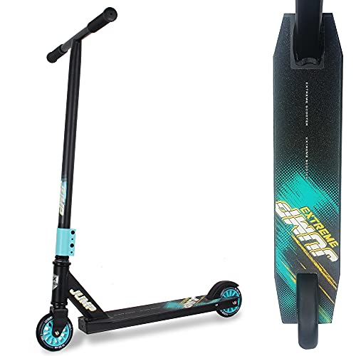 WeLLIFE Patinete Freestyle Acrobático Jump Extreme Stunt Scooter para niños y niñas de aluminio con plataforma reforzada rueda 100 mm rodamientos ABEC 7 (negro)