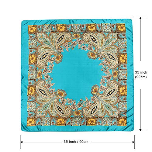 WELROG 4 Pack Pañuelos Cabeza Mujer - 90 * 90 cm Bandanas Grandes Pañuelos Cuadrados como seda Bufanda de pelo Mancha Diadema para Niñas (Serie 3)