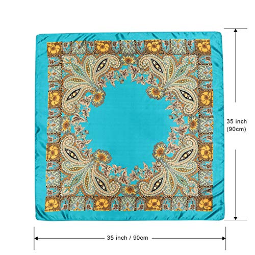 WELROG 4 Pack Pañuelos Cabeza Mujer - 90 * 90 cm Bandanas Grandes Pañuelos Cuadrados como seda Bufanda de pelo Mancha Diadema para Niñas (Serie 3)