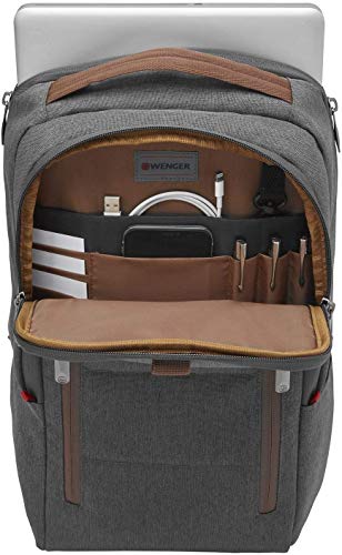 Wenger 606489 City Upgrade 16" 2 - Piece Laptop Backpack, Padded Laptop Compartment and Cross Body Bag in Grey, 15 L