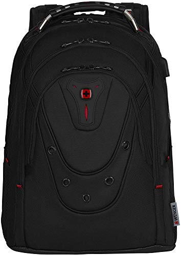 Wenger 606493 IBEX BALLISTIC DELUXE 14"/16" Expandable Laptop Backpack, Padded laptop compartment with SmartCharge USB Port In Black {26 Litres}