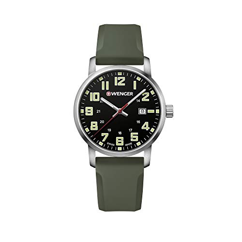 Wenger Hombre Avenue - Reloj Suizo de Cuarzo analógico de Acero Inoxidable/Silicona 01.1641.112