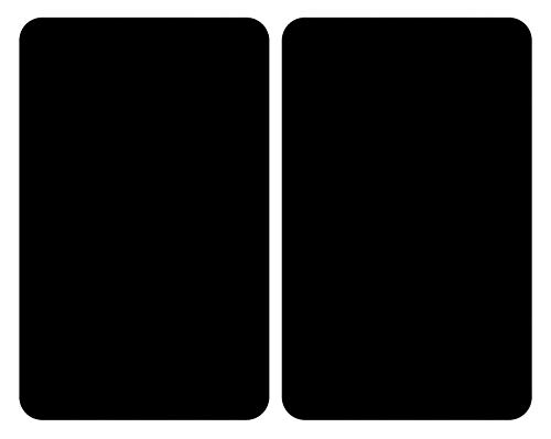 WENKO Placas cobertoras de vidrio universal negro, Cubierta de cocina, juego de 2 unidades, para todos los tipos de cocinas, Vidrio endurecido, 30 x 52 cm, Negro