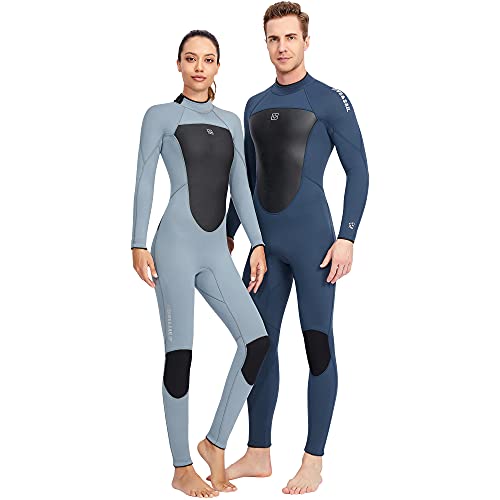 Wenlia Traje de Neopreno para Hombre, 3MM Neopreno Trajes de Surf Cálido Traje de Buceo Completo de Manga Larga Una Pieza Wetsuit con Cremallera Trasera para Buceo, Surf, Natación