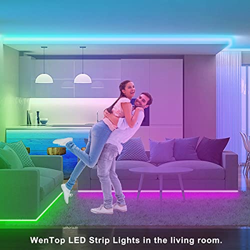WenTop Tira LED Bluetooth 10m, Luces LED Habitación 10 Metros, RGB Tiras LED con Control Remoto y Inteligente Control de APP, Cambia el Color con la Música, Para Decoración de Bares, Fiestas, Cocina