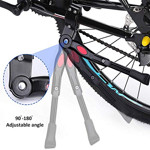 WENTS Soporte Lateral de Bicicleta Pata de Cabra para Bicicleta Aluminio Soporte Ajustable del Retroceso de Bici para Ciclismo de Bicicletas Diámetro de Rueda 22-27 Pulgadas (Negro)