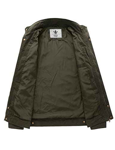 WenVen Chaqueta Militar Invierno Chaqueta de Algodón Clásica al Aire Libre Cazadora Aviador Ligera Entretiempo Chaqueta Cuello Alto Sahariana Primavera Hombres Verde Militar X-Large