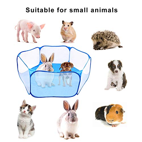 WEONE Jaulas para Animales pequeños, Parque de Juegos portátil para Mascotas Ejercici, Transpirable Plegable Parque para Conejillos de Indias Conejos Hámster Chinchillas Erizos (Azul)