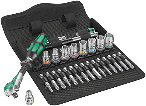 Wera 05004016001 Set de Carracas Cuadradillos con 28 Piezas, 1/4"