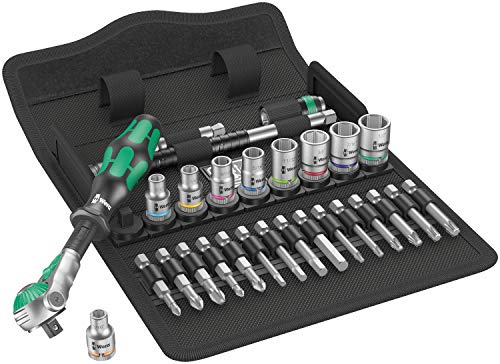 Wera 05004019001 Set de Carracas, Cuadradillo Pasante con 28 Piezas, 1/4"