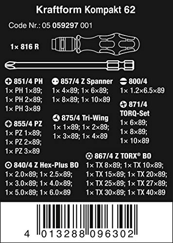 Wera 05059297001 Surtido de Puntas, Negro