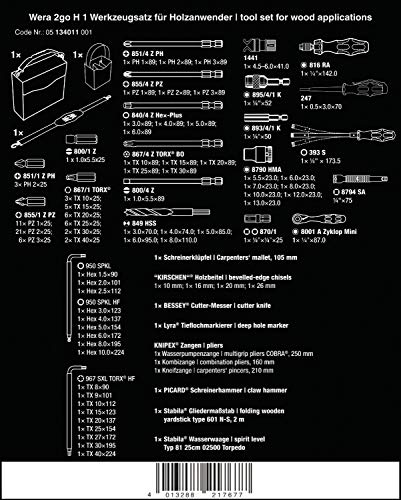 Wera 05134011001 Juego de Herramientas para Trabajos en Madera, 134 piezas