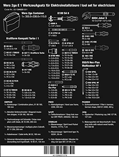 Wera 05134025001 Juego de Herramientas para instalaciones eléctricas, 73 piezas