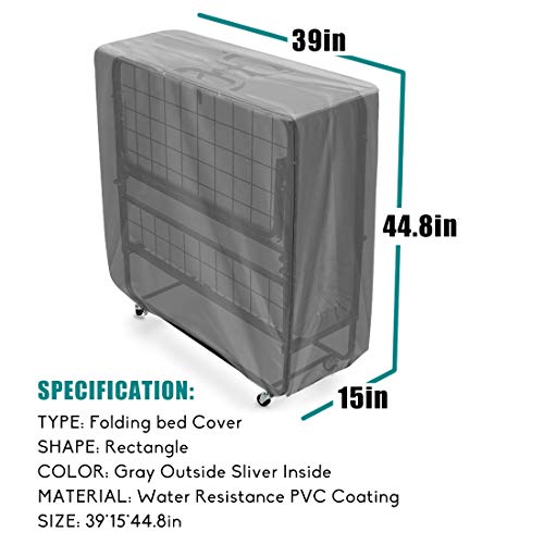 WES Cama plegable a prueba de polvo cubierta protectora para interior exterior ajustable impermeable protector multifuncional cubierta (gris)