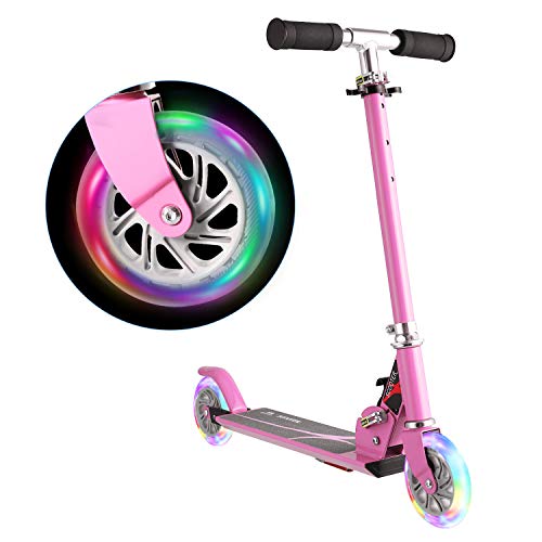 WeSkate Patinete 2 Ruedas para Niños de 4 a 10 Años Patinete Plegable Ajustable en Altura para Niñas y Niños,Carga Máxima 50 kg (Rosa, Azul)