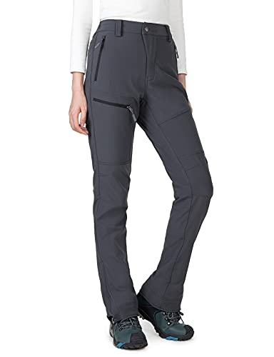 Wespornow Pantalones Termicos Impermeables Mujer de Trabajo-Trekking-Deporte-Vestir-Jogger-Senderismo Montaña Elasticos para el Frio y para Adelgazar(Gris,XL)