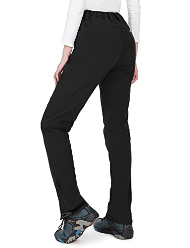 Wespornow Pantalones Termicos Impermeables Mujer de Trabajo-Trekking-Deporte-Vestir-Jogger-Senderismo Montaña Elasticos para el Frio y para Adelgazar(Negro,l)