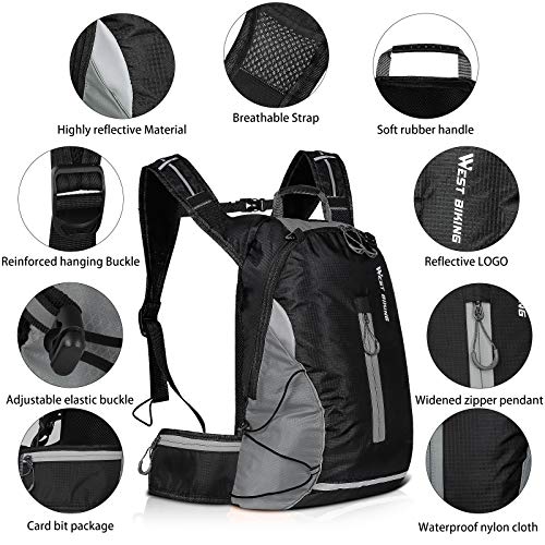 West Biking Mochila de ciclismo transpirable de 16 l para hombre y mujer, ultraligera para ciclismo, con cubierta para lluvia, para senderismo, escalada, camping, senderismo, montañismo