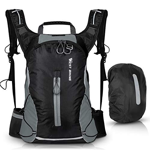 West Biking Mochila de ciclismo transpirable de 16 l para hombre y mujer, ultraligera para ciclismo, con cubierta para lluvia, para senderismo, escalada, camping, senderismo, montañismo