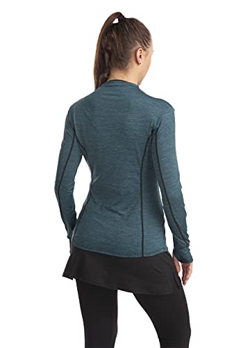 Westkun Camiseta de Manga Larga para Mujer Sudadera de Half Zip Deporte Chaqueta Yoga Casual Corriendo Pull-Over Tops con Agujeros para los Pulgares(Azul-Sin Bolsillo,M)