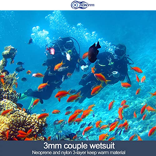 Wetsuits Traje de Neopreno 3 mm AONYIYI Ultra Elástico Atrás Cremallera Cálido Traje de Buceo Completo para Hacer Snorkel Buceo Natación Surf