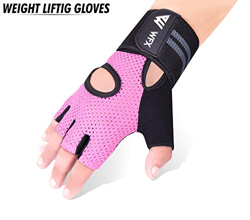 WFX Guantes Gimnasio Hombre Mujer,Guantes Pesas Gym Guantes Fitness Transpirable con Protección Completa de Muñeca y Palma para Crossfit Levantamiento de Pesas Musculación (L)