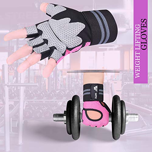 WFX Guantes Gimnasio Hombre Mujer,Guantes Pesas Gym Guantes Fitness Transpirable con Protección Completa de Muñeca y Palma para Crossfit Levantamiento de Pesas Musculación (L)