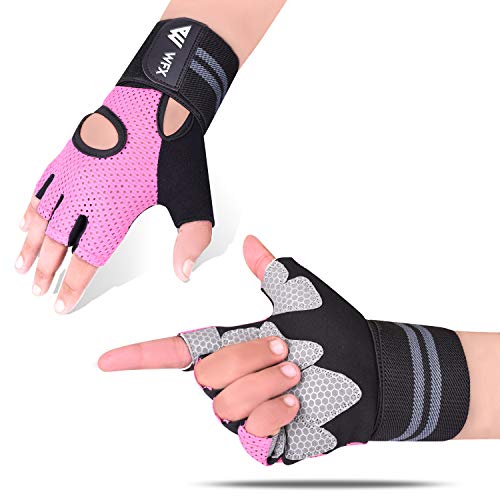 WFX Guantes Gimnasio Hombre Mujer,Guantes Pesas Gym Guantes Fitness Transpirable con Protección Completa de Muñeca y Palma para Crossfit Levantamiento de Pesas Musculación (L)