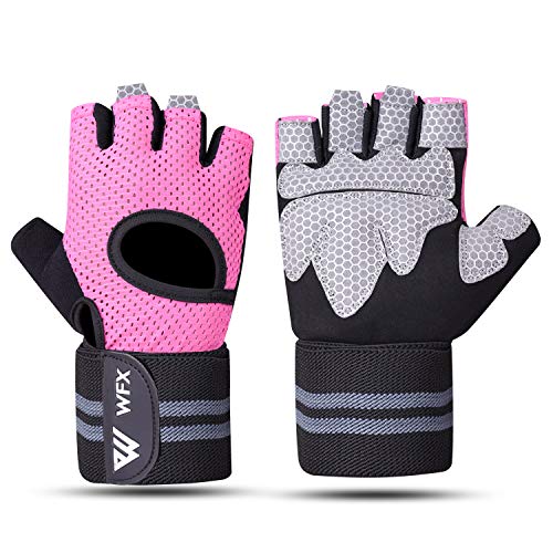 WFX Guantes Gimnasio Hombre Mujer,Guantes Pesas Gym Guantes Fitness Transpirable con Protección Completa de Muñeca y Palma para Crossfit Levantamiento de Pesas Musculación (L)