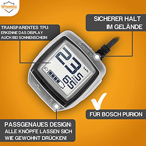 Wheeloo Funda transparente para controlador Bosch Purion, 100% transparente, protección contra arañazos y agua, protector de pantalla para bicicleta eléctrica