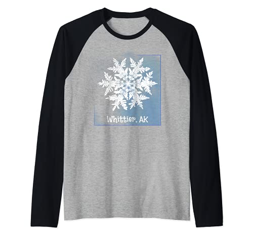 Whittier Alaska Copo de nieve para esquiador y snowboard Navidad Camiseta Manga Raglan