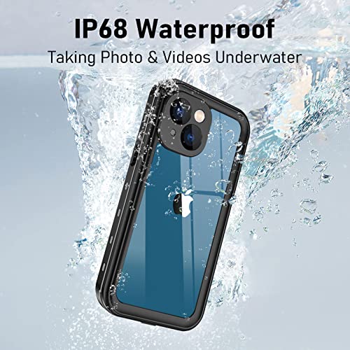WIFORT Funda Impermeable para iPhone 13 Mini,IP68 Certificado Agua Sumergible, 360 Grados Antigolpes Protección Protector de Pantalla Incorporado, Carcasa Anti- Arañazos Antipolvo Transparente,Negro