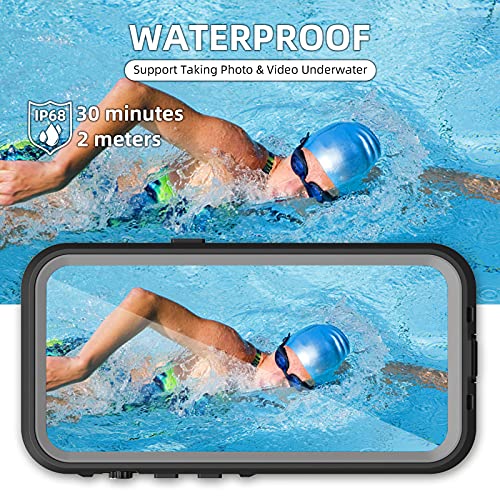 WIFORT Funda Impermeable para iPhone 13 Pro 6.1", IP68 Certificado Agua Sumergible, 360 Grados Antigolpes Protector de Pantalla Incorporado, Carcasa Anti- Arañazos Antipolvo Transparente,Negro