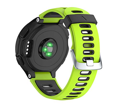 WIIKAI Compatible con Garmin Forerunner 735XT，630，620，235，230，220 Correas para Relojes, Correa de Pulsera de Reemplazo(Verde + Negro).