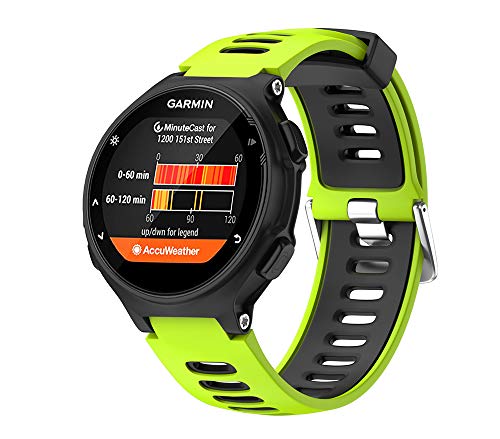 WIIKAI Compatible con Garmin Forerunner 735XT，630，620，235，230，220 Correas para Relojes, Correa de Pulsera de Reemplazo(Verde + Negro).