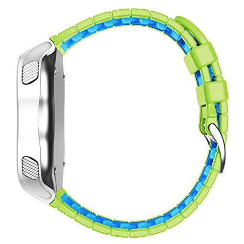 WIIKAI Correa de Repuesto para Reloj, Compatible con Garmin Forerunner 920XT, Correa de Reloj de Silicona (Verde Azul)…