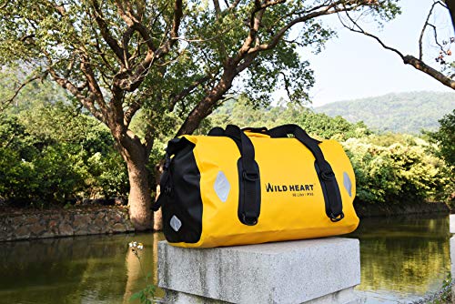 WILD HEART Eac étanche 55L 66L 77L sac Polochon sec Moto pour Voyage, Moto, Cyclisme, Randonnée, Camping (66L, amarillo)