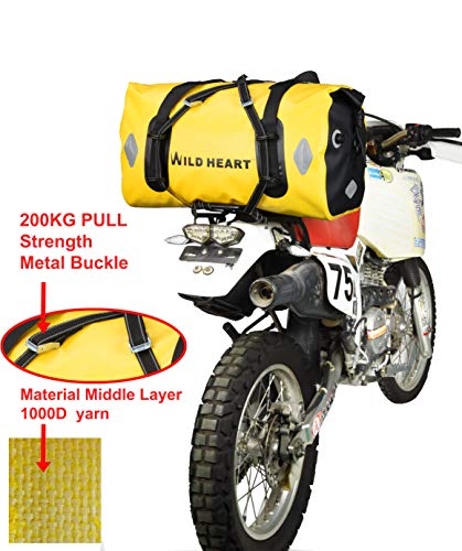 WILD HEART Eac étanche 55L 66L 77L sac Polochon sec Moto pour Voyage, Moto, Cyclisme, Randonnée, Camping (66L, amarillo)