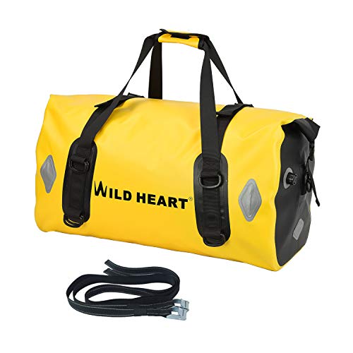 WILD HEART Eac étanche 55L 66L 77L sac Polochon sec Moto pour Voyage, Moto, Cyclisme, Randonnée, Camping (66L, amarillo)