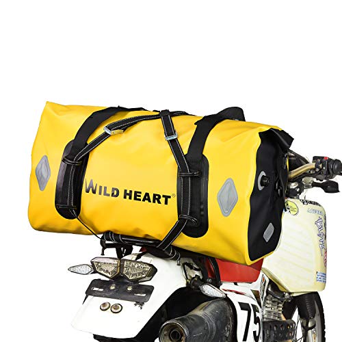 WILD HEART Eac étanche 55L 66L 77L sac Polochon sec Moto pour Voyage, Moto, Cyclisme, Randonnée, Camping (66L, amarillo)