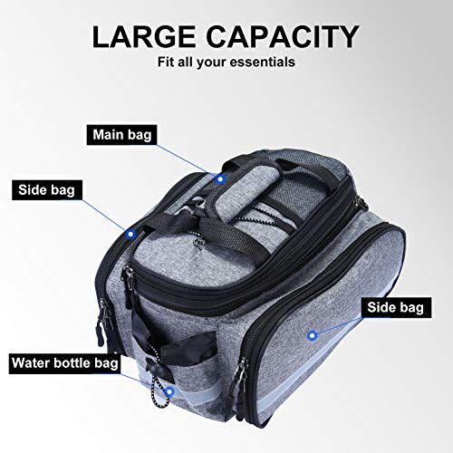 WILDKEN Bolsa Alforja Trasera Bicicleta Impermeable Bolso de Asiento Trasero para Viaje Portátil Extensible Bolsa de Hombro para Ciclismo al Aire Libre (Gris)