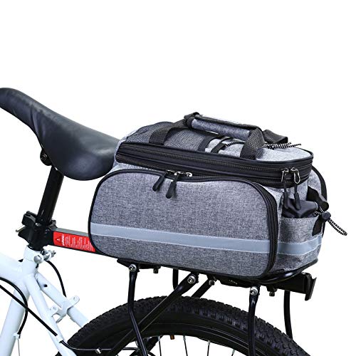 WILDKEN Bolsa Alforja Trasera Bicicleta Impermeable Bolso de Asiento Trasero para Viaje Portátil Extensible Bolsa de Hombro para Ciclismo al Aire Libre (Gris)