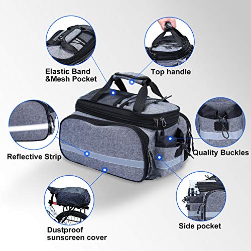 WILDKEN Bolsa Alforja Trasera Bicicleta Impermeable Bolso de Asiento Trasero para Viaje Portátil Extensible Bolsa de Hombro para Ciclismo al Aire Libre (Gris)