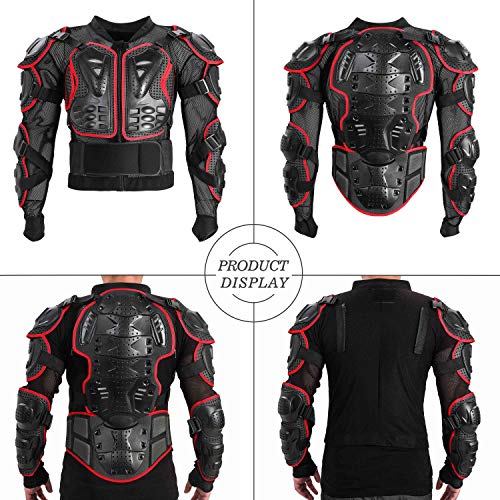 WILDKEN Chaqueta de Protección para Motocross Motos Ropa Protectora de Cuerpo Armadura Completo Profesional de Motocicleta Deportiva para Hombres Columna Vertebral Hombro Mujer Pecho (Rojo, M)