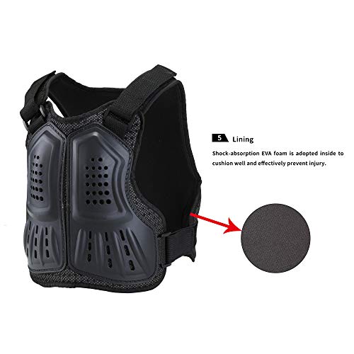 WILDKEN Protección del Pecho Chicos Chaleco de moto para Niños Peto Racing Guard con protectores de Espalda para Motocross Patinaje Patín Esquí Snowboard (Negro, M)