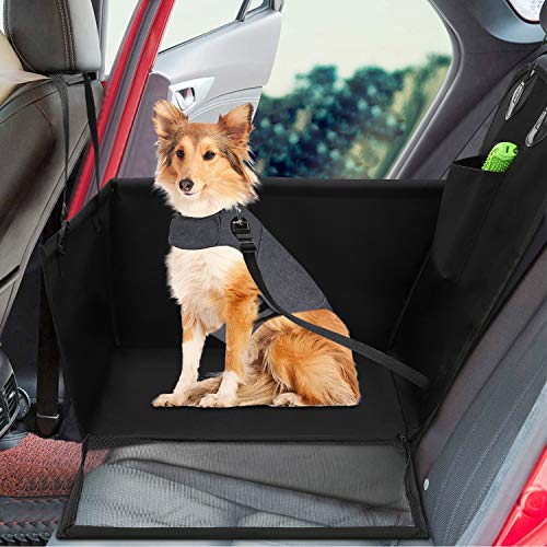 Wimypet Impermeable Protector de Asiento de Coche para Mascota, Asiento del Coche de Seguridad para Perros Gatos, Material Oxford 600D PVC Inferior con Cinturón de Seguridad para Viaje - 59x49x46 cm