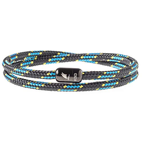 Wind Passion Pulsera Azul Magnética de Cuerda Trenzada Nautica para Hombre y Mujer, Tall Medium