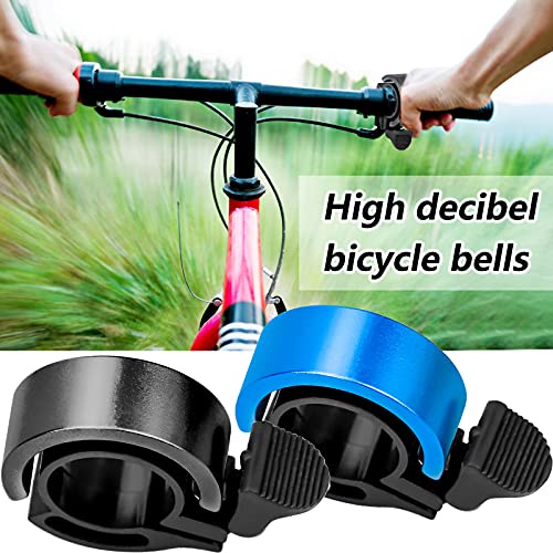 Winfred 2 Piezas Campana de Bicicleta en Forma de Q Campana de Bicicleta Mini Campana de Bicicleta para Adultos y Niños Suena Fuerte Alrededor de 90 Decibelios (Azul y Negro)